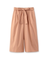 [L]ウエストリボン付ワイドパンツ/ダークオレンジ(068)