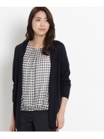 【アンサンブル】ミドル丈カーディガン&千鳥柄ブラウス/ブラック(019)