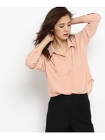 【ドラマ着用】【VERY10月号掲載】ジョーゼットスキッパーシャツ/ライトオレンジ(066)