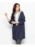 ダブルフェイスフード付きカーディガン/キャメル(541)