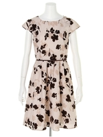 フロッキーフラワーワンピース/ベージュ