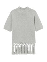 編込みフリンジニットトップ/BLACK