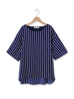 ストライプテールカッド分袖ブラウス/オフホワイト(303)