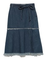 切替ラップ風デニムスカート/BLU