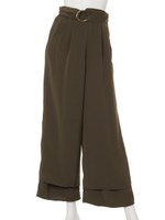 サークルベルト付ティアードガウチョパンツ/キャメル