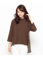 ハイネックバックプリーツプルオーバー/ブラウン系(044)