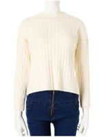 コンパクトリブ編みニットトップス/ホワイト