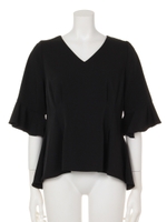 【Omekashi】袖フレアーブラウス/BLACK