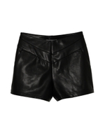 デザインヨークフェイクレザーショートパンツ/BLACK