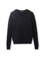 [S]肩ボタンロープ編みニット/ブラック(019)