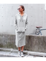 【ANAP】プリントフードスウェットワンピース/GRY