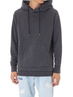 【AZUL by moussy】ムラ染裏毛レイヤードプルオーバーパーカー/L/BLK
