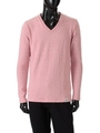 【WEB限定SALE 9/16 18:00?9/26 10:00】【AZUL by moussy】ミックスニットソーVネック長袖プルオーバー/S.Pink