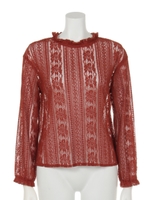 【mystic】総レースブラウス/レンガ