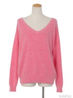 アンゴラＶネックニット/オフホワイト