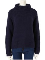 オフタートルリブ編みニット/グレー