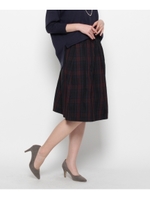 チェックフレアスカート/モスグリーン(224)