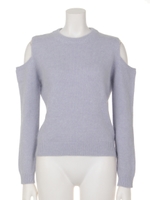 肩あきアンゴラニット/ライトブルー