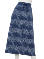インディゴ ペイズリー カット マキシスカート/BLU