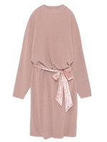 ベロアリボンウエストマークニットワンピース/IVR