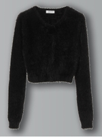 ポンポンフェザーカーディガン/ブラック