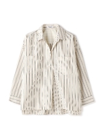 スキッパー抜け衿シャツ/ベージュ(041)