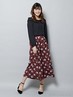 花柄スカンツ/クロ