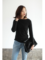 【AZUL by moussy】タックフライス ボートN長袖プルオーバー/BLK