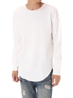 【AZUL by moussy】ワッフル地裾ラウンドT/C.GRY