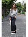 【AZUL by moussy】裏毛×編立リブ長袖パーカー/柄BLK