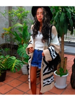 【anap mimpi】オリエンタル柄カーディガン/BEG