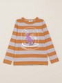 恐竜プリント長袖Tシャツ/マスタード