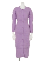 ニットワークロングカーディガン/PURPLE