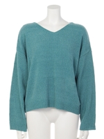 【mystic】モールヤーンVネックプルオーバー/ピンク