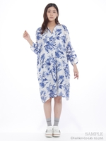 グラデーションプランツプリントワンピース/キャメル