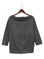 ★JOC ボーダー ドレープ 7分袖/DK.Gray