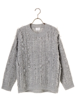 ・フリンジニットプルオーバー/杢グレー