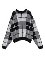 BUFFALO CHECK BULKY KNIT/NVY
