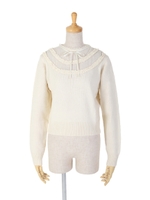 【F i.n.t】ドットチュールヨークニットプルオーバー/OFFWHITE