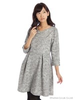 カットツイードフレアワンピース/ベージュ