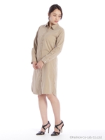 シャツワンピ/ベージュ