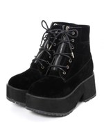 ジップ付きレースアップブーツ/ブラック