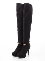 バックル付きニーハイブーツ/ブラック