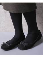 リボンフラットパンプス/グレージュ