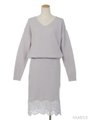 レース切替ワンピ/グレー