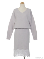 レース切替ワンピ/グレー