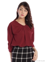 襟ぐりリボンプルオーバーBL/グリーン