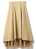 チュールレイヤードタフタスカート/ベージュ