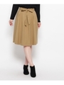 リボンベルト付きフレアスカート/キャメル(041)