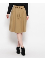 リボンベルト付きフレアスカート/キャメル(041)